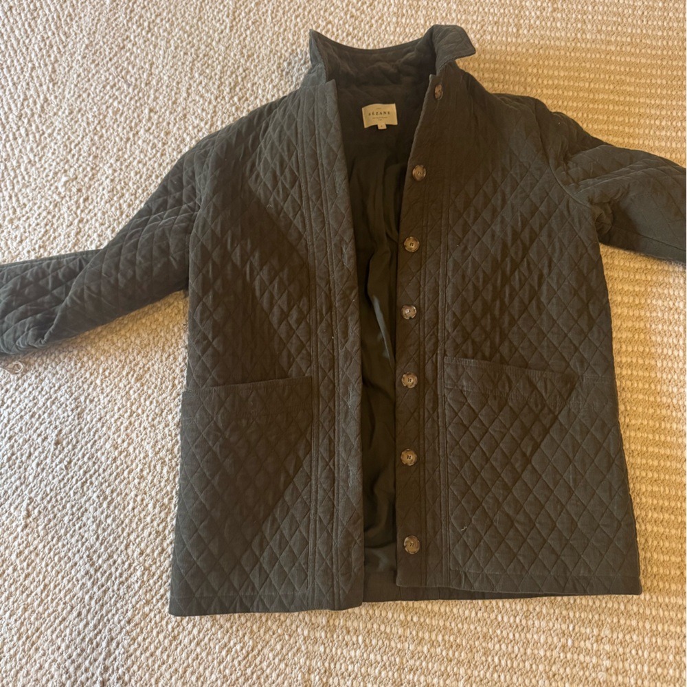 Sezane Quilted Black Jacket